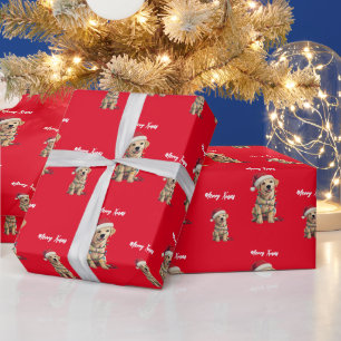 Papier Cadeau Joli modèle de chien de Labrador joyeux arbre de N