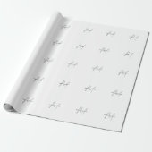 Papier Cadeau Joli Monogramme Noir Blanc Gris Calligraphie (Déroulé)