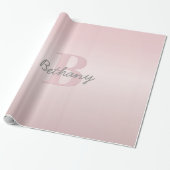 Papier Cadeau Joli Monogramme rose personnalisable et votre nom (Déroulé)