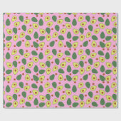 Papier Cadeau Joli Motif à fruits Avocado tendance rose et vert (Plat)