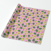 Papier Cadeau Joli Motif à fruits Avocado tendance rose et vert (Déroulé)