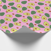 Papier Cadeau Joli Motif à fruits Avocado tendance rose et vert (Coin)