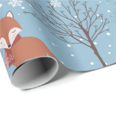 Papier Cadeau Joli Motif Christmas Fox (Coin rond)