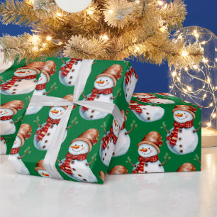 Papier Cadeau Joli Motif d'aquarelle Snowman