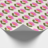 Papier Cadeau Joli Motif d'Art Scandinave rose rétro (Coin)