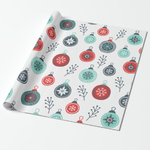Papier Cadeau Joli Motif de boules de Noël colorées
