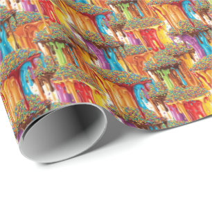 Papier Cadeau Joli motif de carreaux de glace fondue