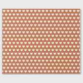 Papier Cadeau Joli Motif de Coeurs Blancs Brûlé Orange (Plat)