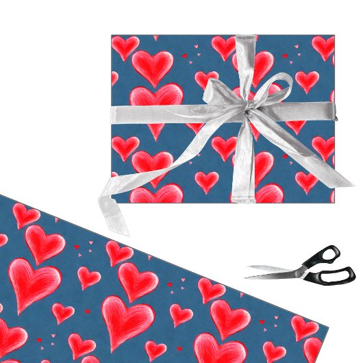 Papier Cadeau Joli motif de coeurs rouges