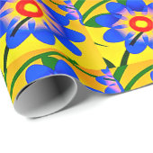 Papier Cadeau Joli Motif de fleurs Abstraites (Coin rond)