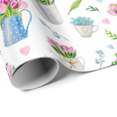 Papier Cadeau Joli motif de fleurs printanières à l'aquarelle Jo (Coin rond)