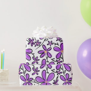 Papier Cadeau Joli motif de fleurs violettes