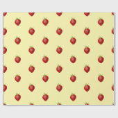 Papier Cadeau Joli motif de fraise girly sur fond crème (Plat)