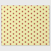 Papier Cadeau Joli motif de fraise sur fond crème (Plat)
