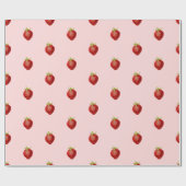 Papier Cadeau Joli motif de fraise sur fond rose pâle (Plat)