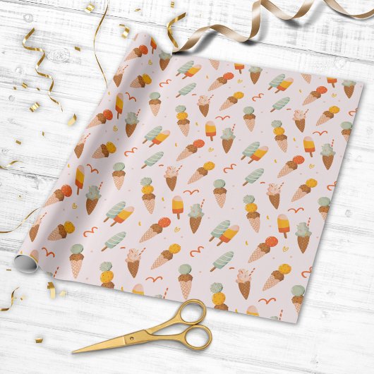 Papier Cadeau Joli Motif de glace estivale