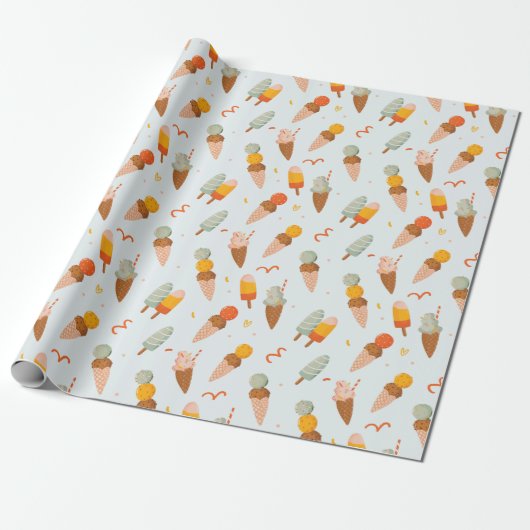 Papier Cadeau Joli Motif de glace estivale (Déroulé)