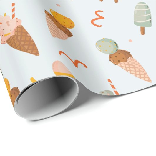 Papier Cadeau Joli Motif de glace estivale (Coin rond)