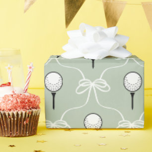 Papier Cadeau Joli motif de golf avec nœud blanc sage