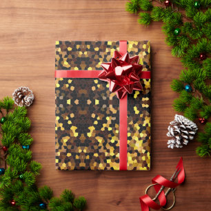 Papier Cadeau Joli motif de mosaïque dorée