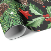 Papier Cadeau Joli Motif de Noël (Coin rond)