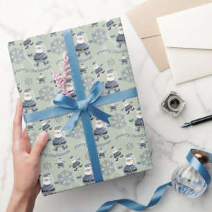 Papier Cadeau Joli motif de Noël avec un Père Noël en denim