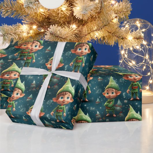 Papier Cadeau Joli Motif de Noël Elf (Vacances)
