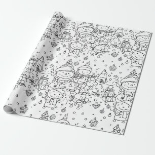 Papier Cadeau Joli motif de Noël en hiver à dessiner (2)