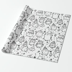 Papier Cadeau Joli motif de Noël en hiver à dessiner (5)