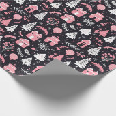 Papier Cadeau Joli motif de Noël rose (Coin)