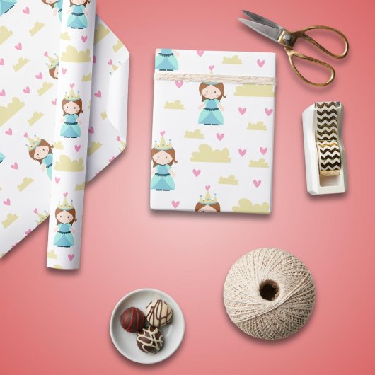Papier Cadeau Joli Motif de princesse bleue