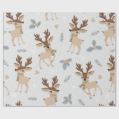 Papier Cadeau Joli Motif de rennes de Noël (Plat)