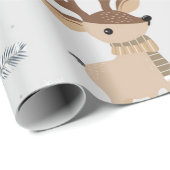 Papier Cadeau Joli Motif de rennes de Noël (Coin rond)