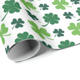 Papier Cadeau Joli motif de trèfle en carrelage Saint Patrick's 