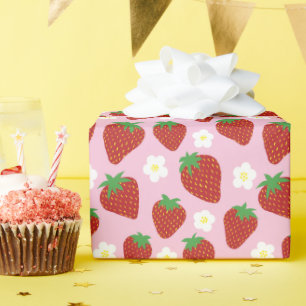 Papier Cadeau Joli motif d'été aux fraises