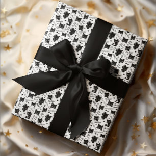 Papier Cadeau Joli motif d'Halloween de chat noir pour les amate