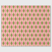 Papier Cadeau Joli Motif Diamond Jacquard rose et vert (Plat)