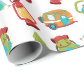 Papier Cadeau Joli motif du camping (Coin rond)
