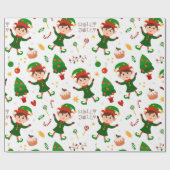 Papier Cadeau Joli Motif elfe de Noël (Plat)