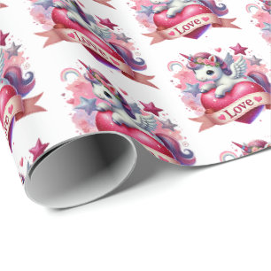 Papier Cadeau Joli motif en carrelage de licorne pour la Saint-V