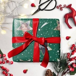 Papier Cadeau Joli motif étoilé pour votre propre photo de Noël