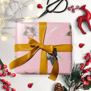 Papier Cadeau Joli motif étoilé pour votre propre photo de Noël