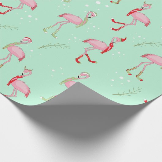 Papier Cadeau Joli motif flamant rose Noël (Coin)