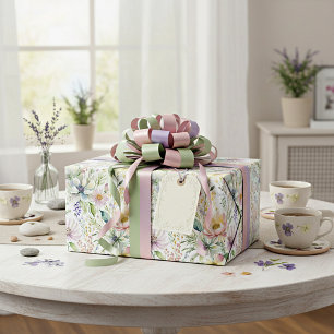 Papier Cadeau Joli motif floral pastel