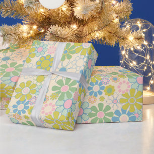Papier Cadeau Joli motif floral rétro Light Pastel