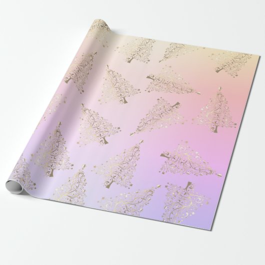 Papier Cadeau Joli motif holographique de Noël (Déroulé)