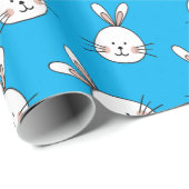 Papier Cadeau Joli Motif lapin blanc de Pâques (Coin rond)