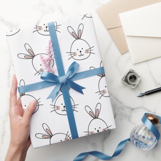 Papier Cadeau Joli Motif lapin blanc de Pâques (Cadeaux)
