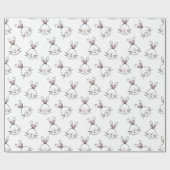 Papier Cadeau Joli Motif lapin blanc de Pâques (Plat)
