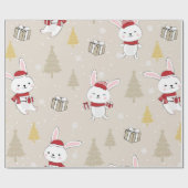Papier Cadeau Joli Motif lapin de Noël (Plat)